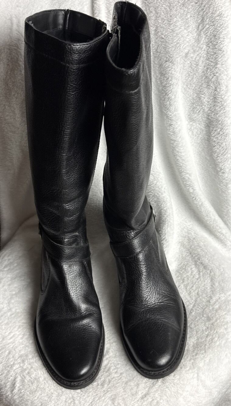 Ladies Tall Black Leather Boots Inside Zip 8M Brazil Naturalizer 848P86